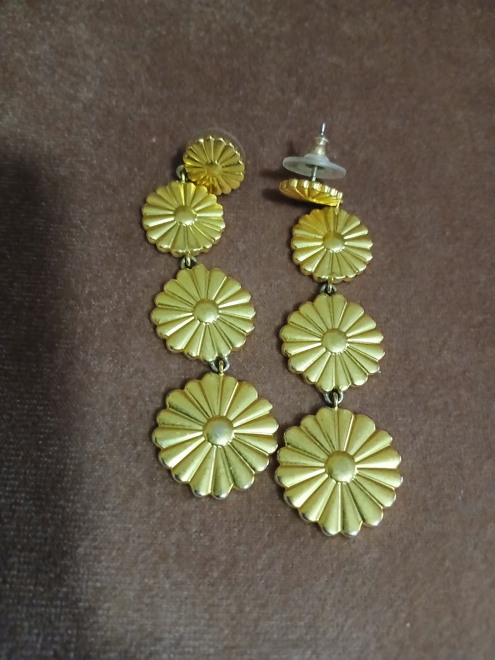 Gold Floral Drop Earrings - Women Jewelry